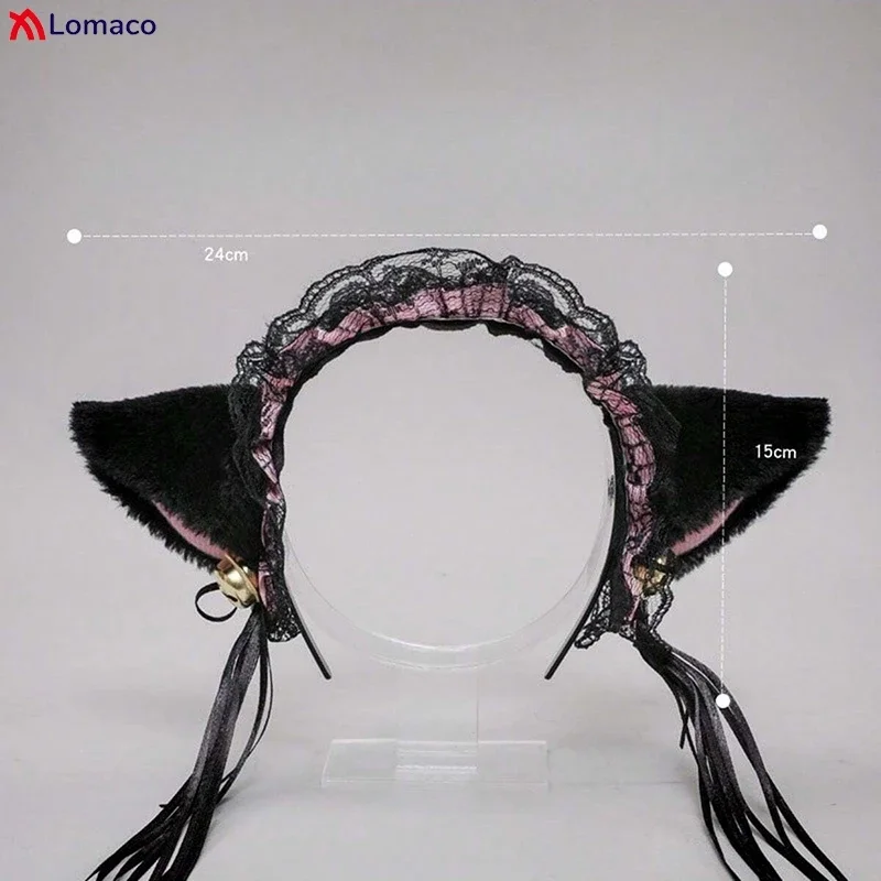 القوطية لوليتا خادمة أفخم آذان القط الشريط جرس الكشكشة الدانتيل العصابات الشعر المختنق الأساور النساء الفتيات الشعر هوب تأثيري اكسسوارات