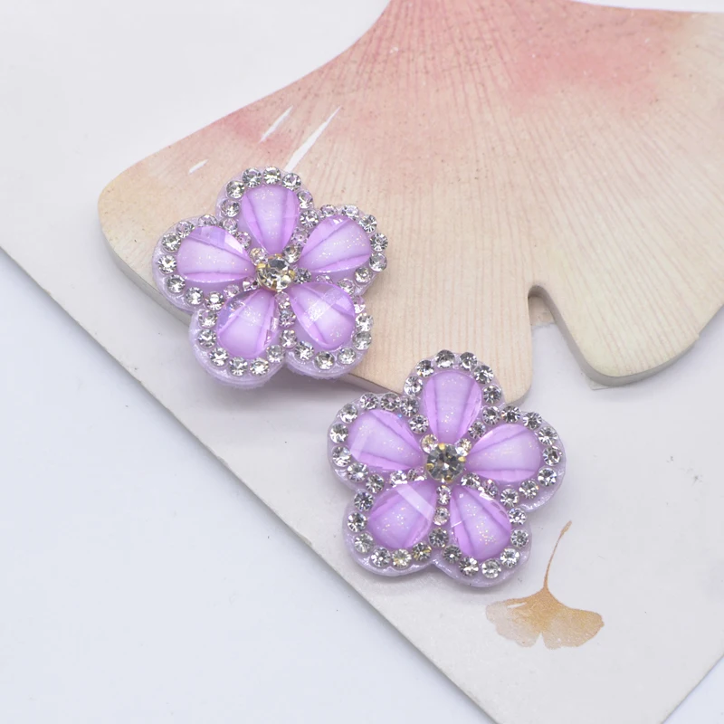 10Pcs Padded Flower Rhinestone Applique for DIY Clothes Crafts Decor Patches Handmade Hat Headwear Hair Bow Accessories