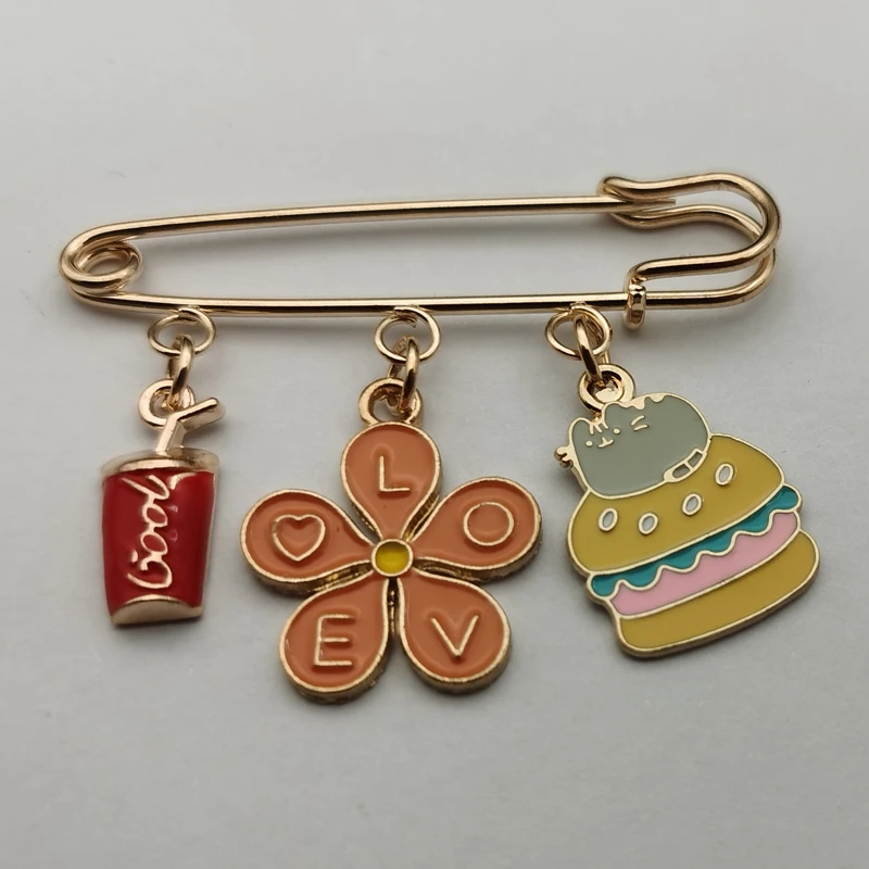 Sweetheart enamel pin custom cake milk tea bread ice cream burger cola brooch bag clothes lapel pin afternoon tea jewelry gift