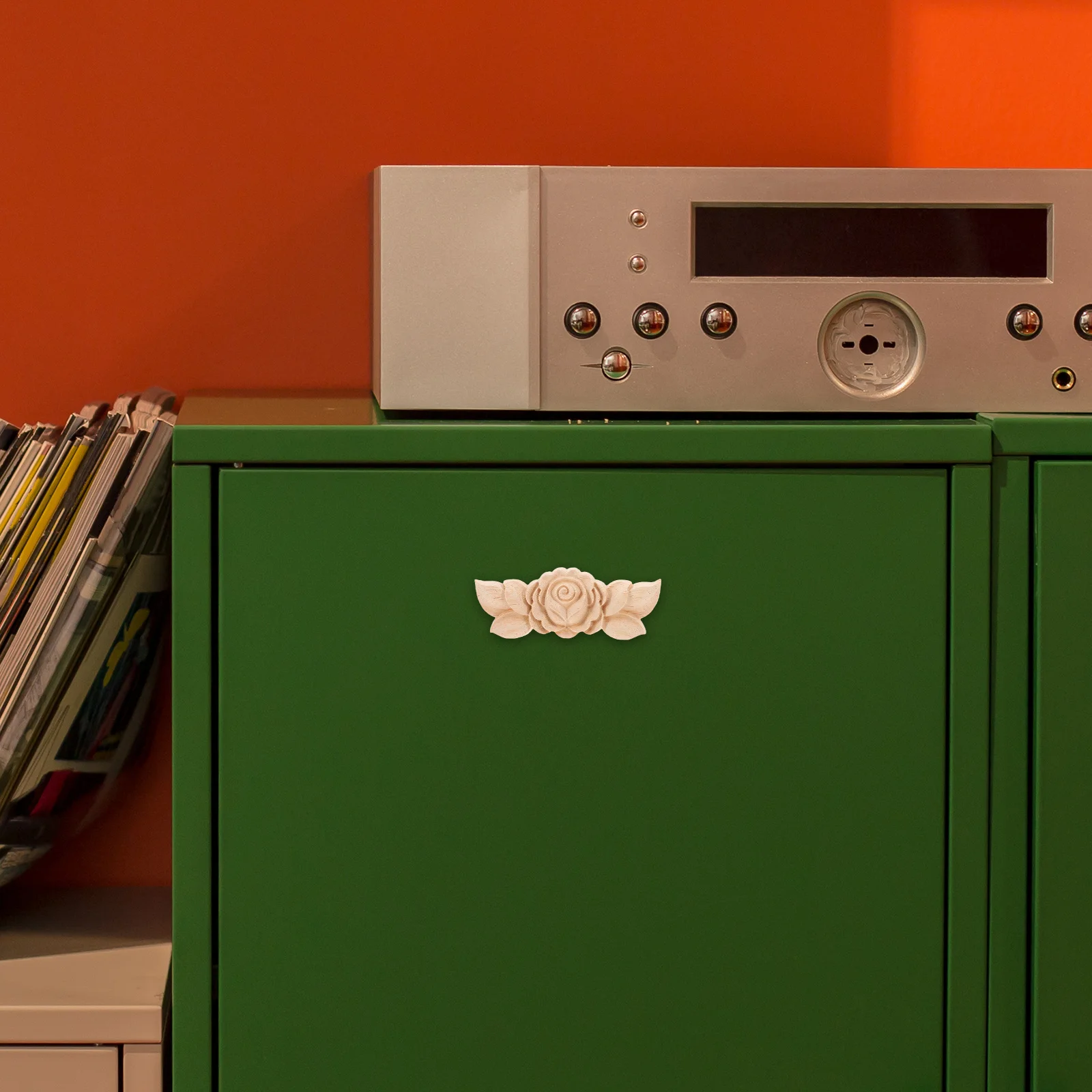 3 قطع من زينة الورد الخشبي المنحوتة غير المطلية DIY لتزيين الأثاث لباب خزانة الحائط ومرآة السرير ومرصعة السقف