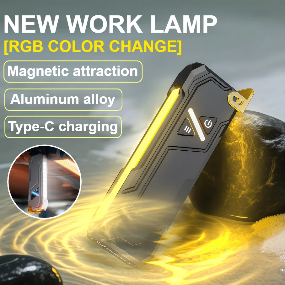 

Супер яркий 1000 мАч светодиодный фонарик перезаряжаемый RGB рабочий свет магнитное основание открытый кемпинг ремонт автомобиля аварийный ручной фонарь