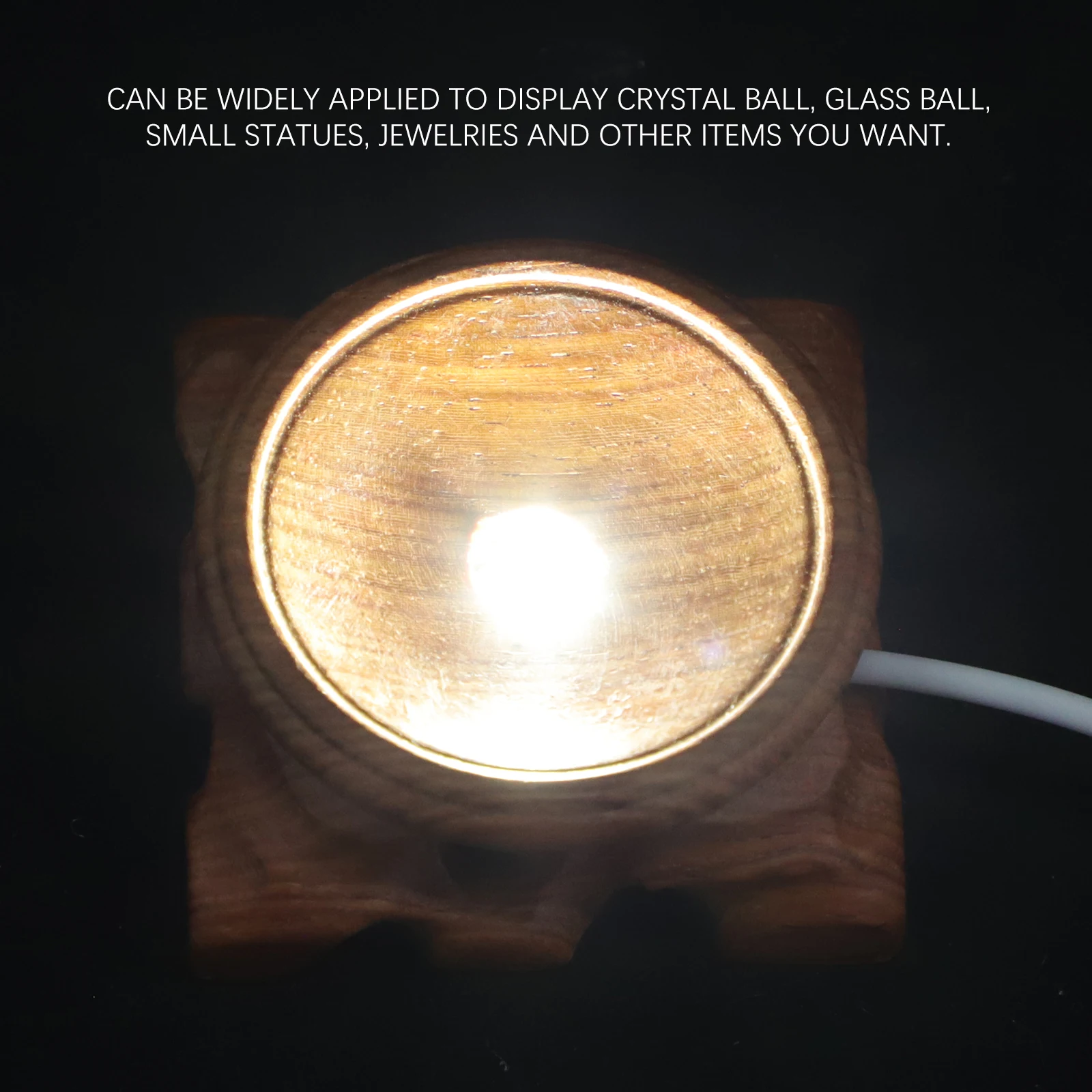 

Glowing Crystal Ball LED Light Base Wooden Display Stand for Glass Art Jewellery Night Lamp Decor Lighting Accessories