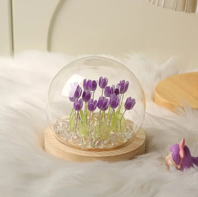 DIY Künstliche Tulpe Blume Nachtlicht Ornamente Handgemachte Nacht LED Nacht Lampe Schlafzimmer Schreibtisch Dekor Geburtstag Geschenke Tisch Lampe – Detail 5
