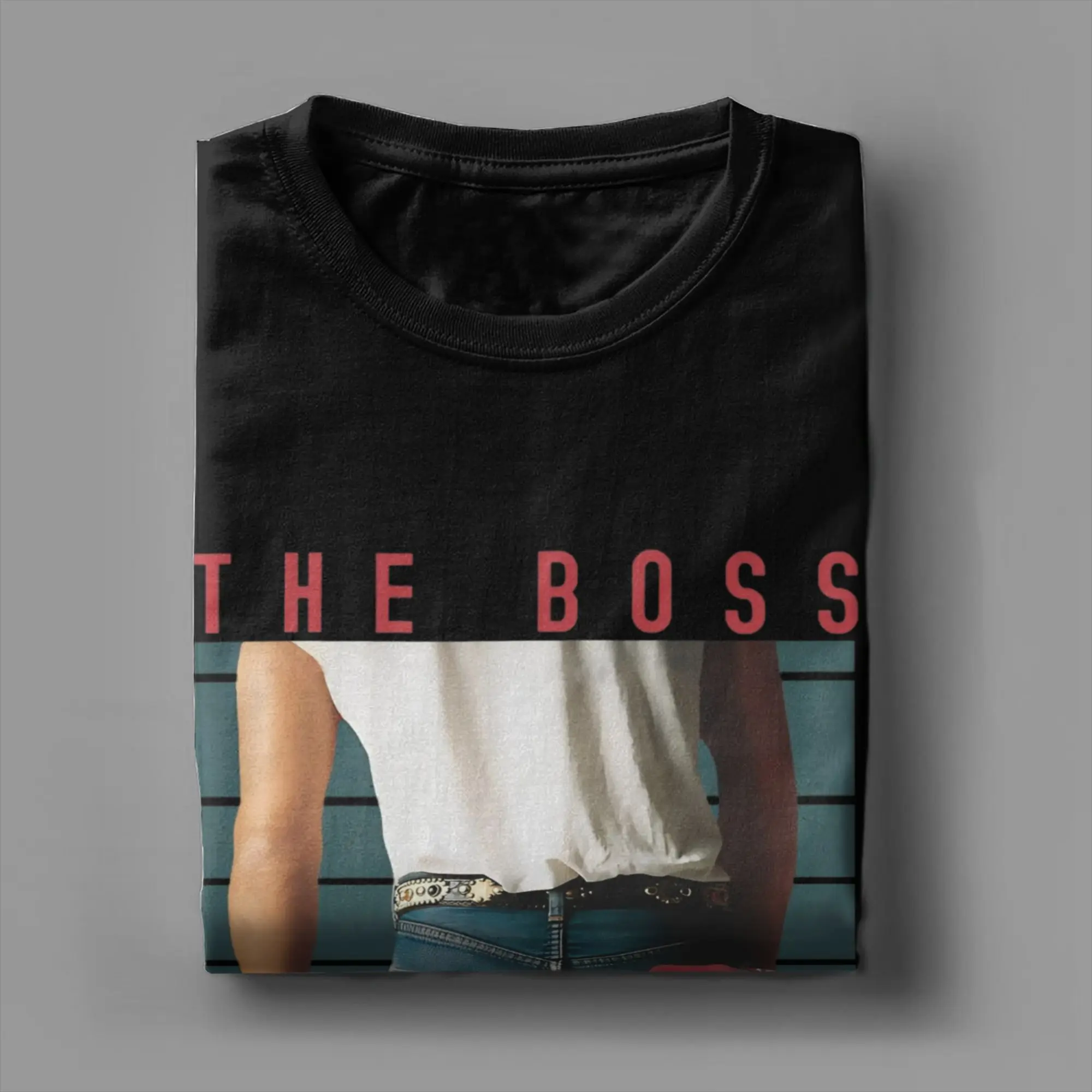 2025 الصيف الرجال The Boss 100% القطن الخالص تي شيرت مطبوع بروس سبرينغستينز الملابس موضة قصيرة الأكمام طاقم الرقبة حجم كبير
