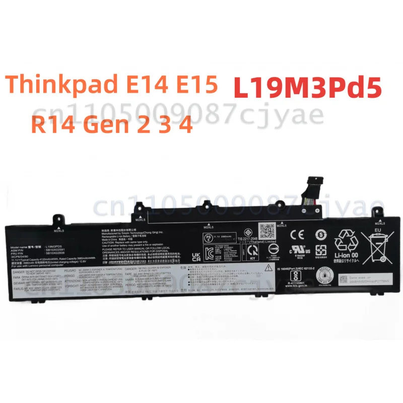 For Thinkpad Laptop Replacement Battery L19C3PD5 L19M3PD5 Fit E14 E15 Gen 2 3 4 Spare Power Cell