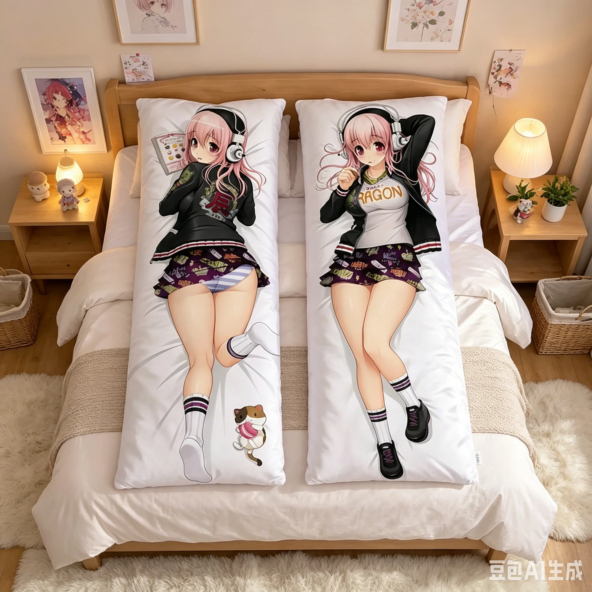 Anime S-Super Sonico Body Pillowcase Double-Sided Print Life-Size Pillow Cover Bedroom Sofa Decorative Sofa Cushion Dakimakura