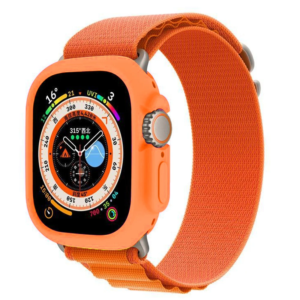 

soft silicone Cover for apple watch ultra case 49mm bumper screen protector case for apple watch Series 8 49mm color rubber case