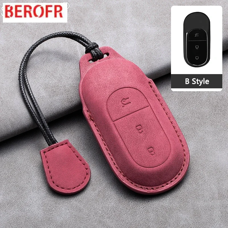 Suede Leather Car Smart Key Fob Case For Leapmotor T03 S01 C11 C01 Type Key Cover Shell Holder Keychain Car Styling Accessories