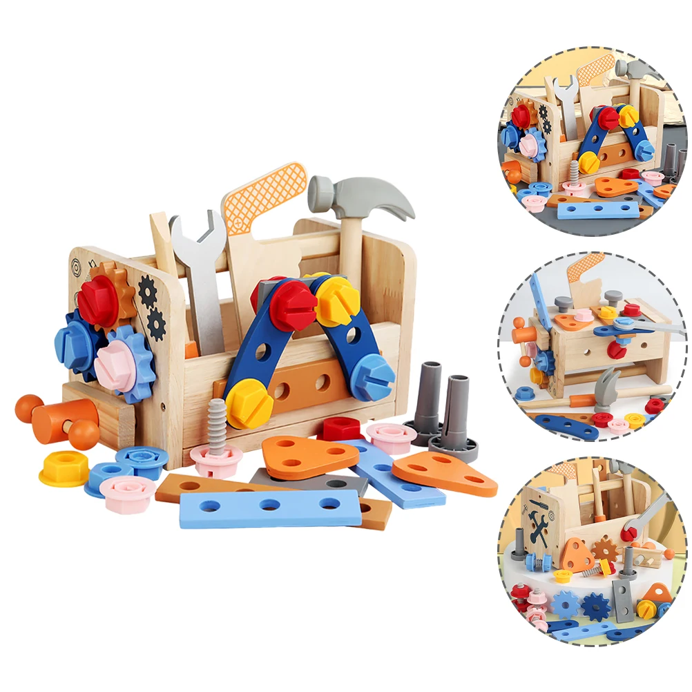 

Wooden Tool for Kids Ages 2 4 Tool Sets For Kids Pretend Play Toy Kits Educational Safe Creative Portable Multifunctional