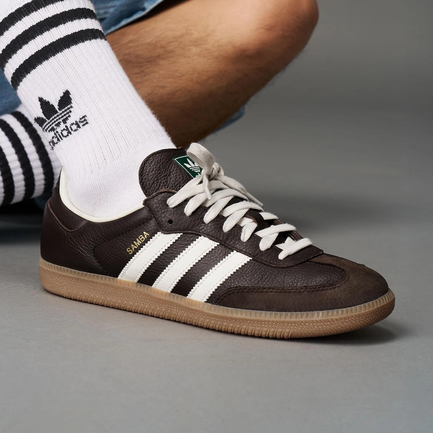 Adidas genuine clover men's and women's leather lace up three stripe board shoes JR0891