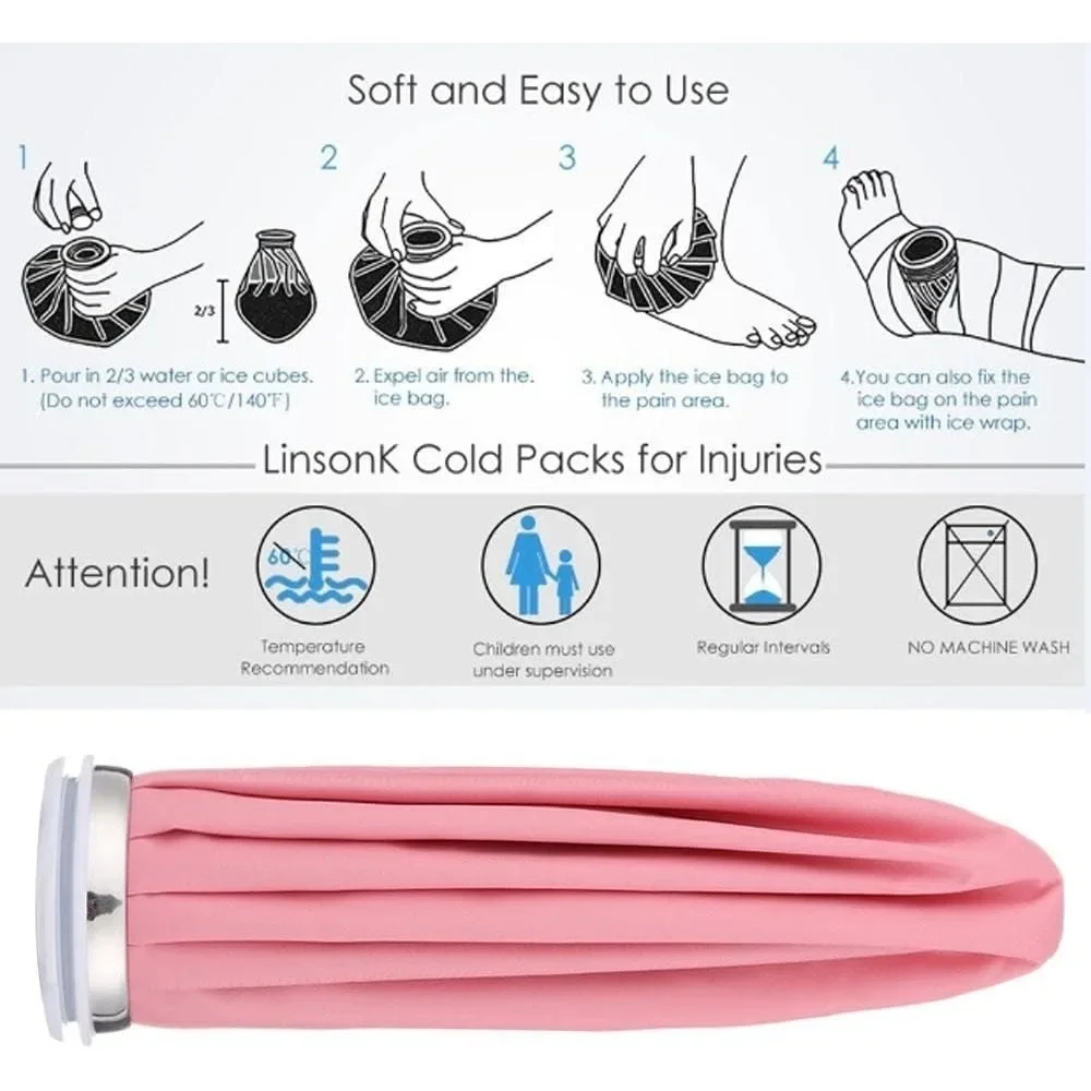 Pacote de gelo para lesões, sacos de gelo reutilizáveis, saco de gelo, água quente, terapia quente e fria, alívio da dor para lesões no joelho e nas pernas, sem vazamento
