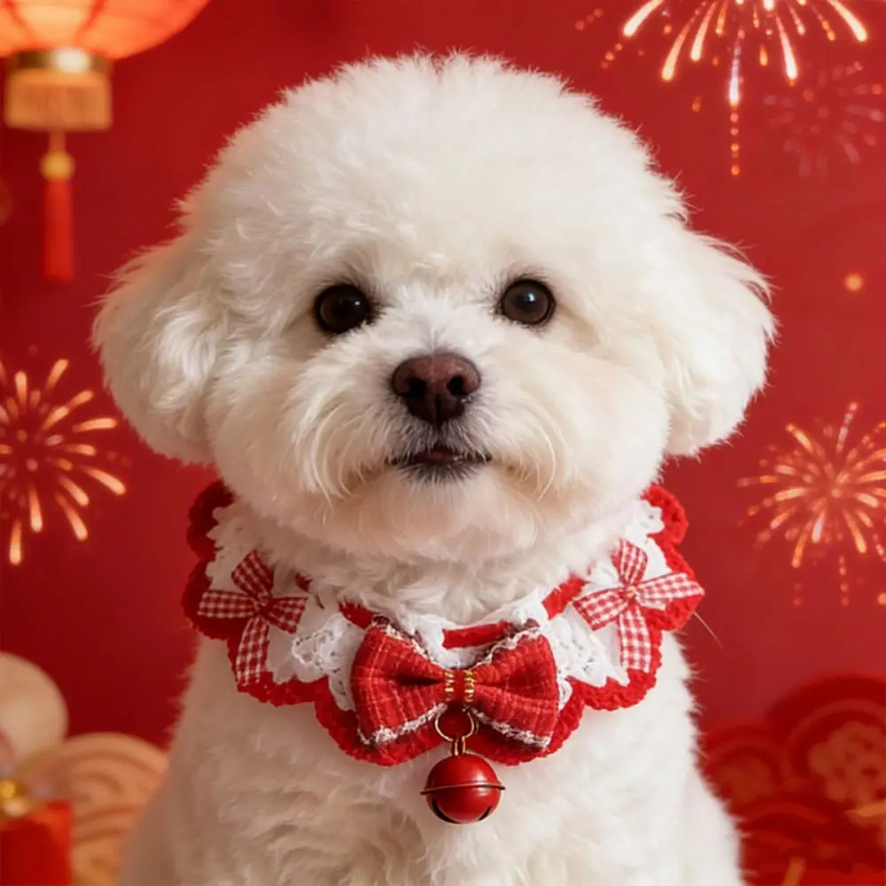 

Cartoon Chinese Style Pet Scarf Funny Red Cat Knitted Scarf Adjustable Decorative Collar New Year Dog Costume Winter