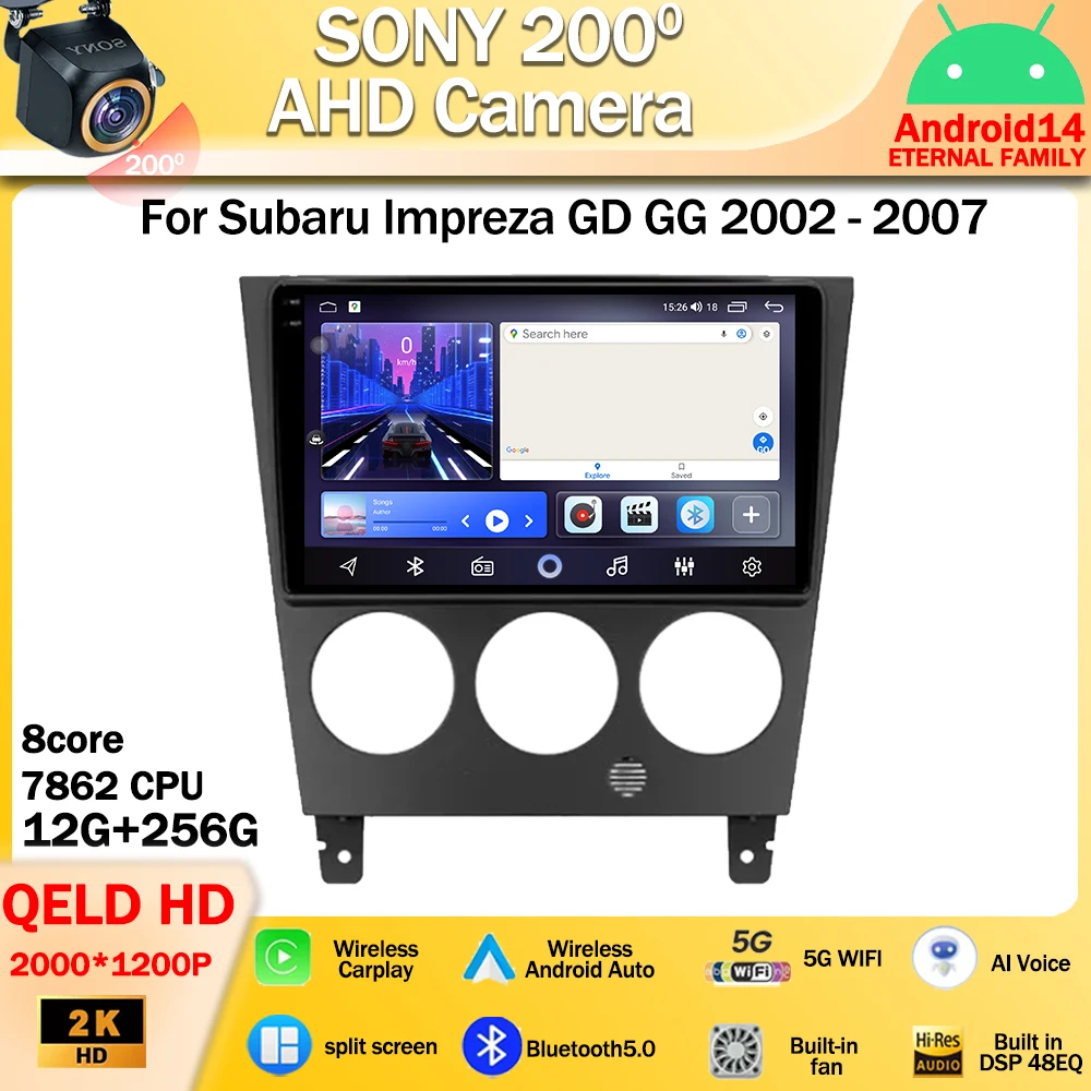 

Автомагнитола на Android 14 для Subaru Impreza GD GG 2002-2007, мультимедийный видеоплеер с навигацией, GPS, беспроводной Carplay, Wi-Fi, DSP, QLED