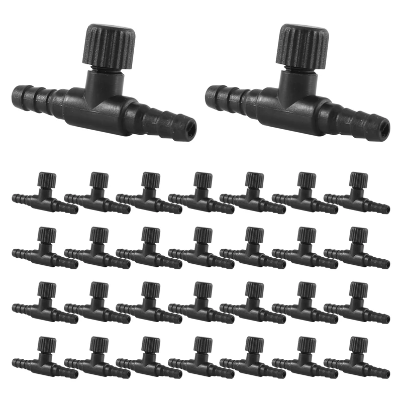 30 Pieces 2-Port Fish Tank Valve Plastic Air Pump Control Valve Aquarium T-Shaped Control Valve