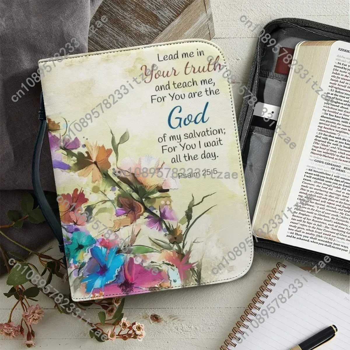 

Women's Bible Storage Bags Bible Classic Verse Print Leather Handbags Practical Bible Cover Case Study Book Holy Storage Boxes