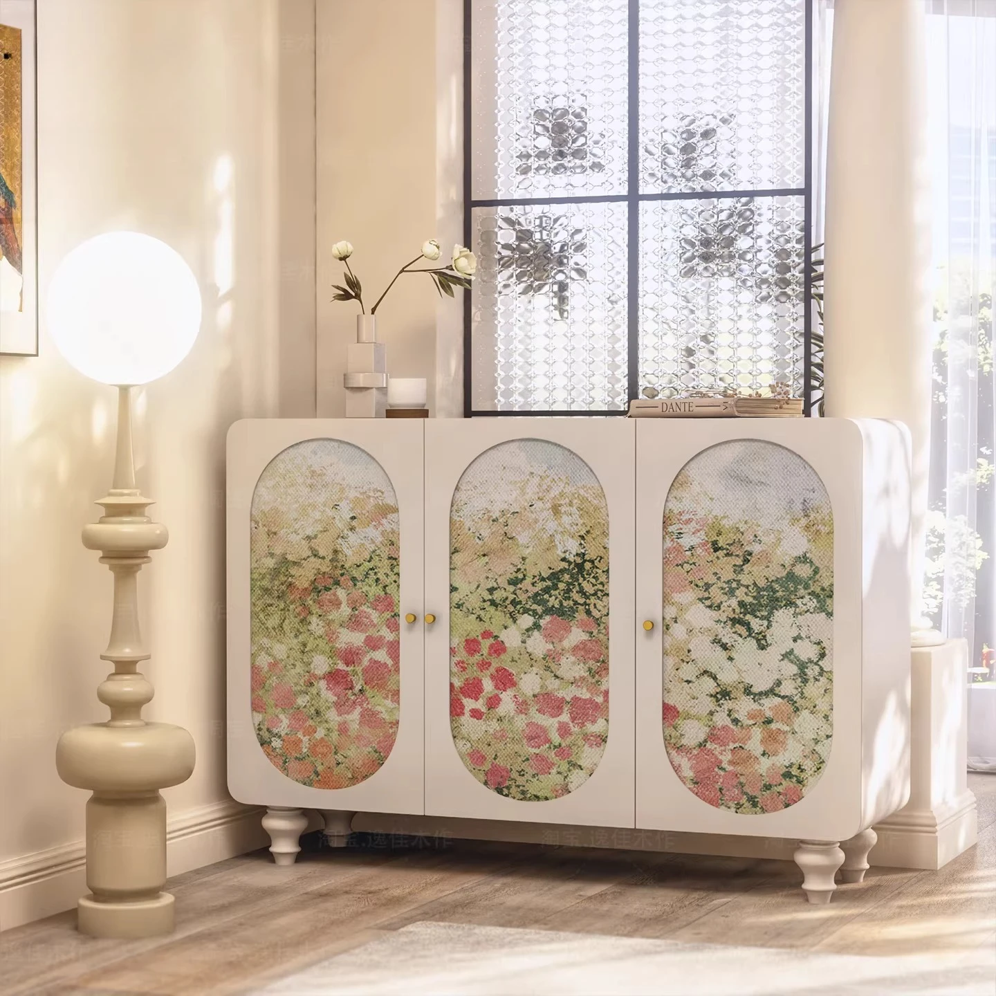 

AA Легкий роскошный художественный цветок море из цельного дерева, бытовой обеденный боковой шкаф для гостиной, настенный шкафчик для хранения, многофункциональный шкафчик