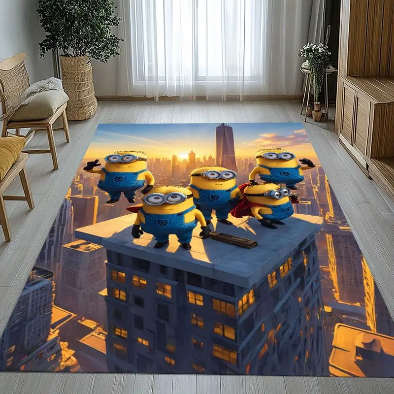 Funny Kawaii M-Minions Cartoon Area Rug,Soft Non-Slip Carpet Mat for Living Room Bedroom Playroom,Sofa Floor Rug,Home Decor Gift