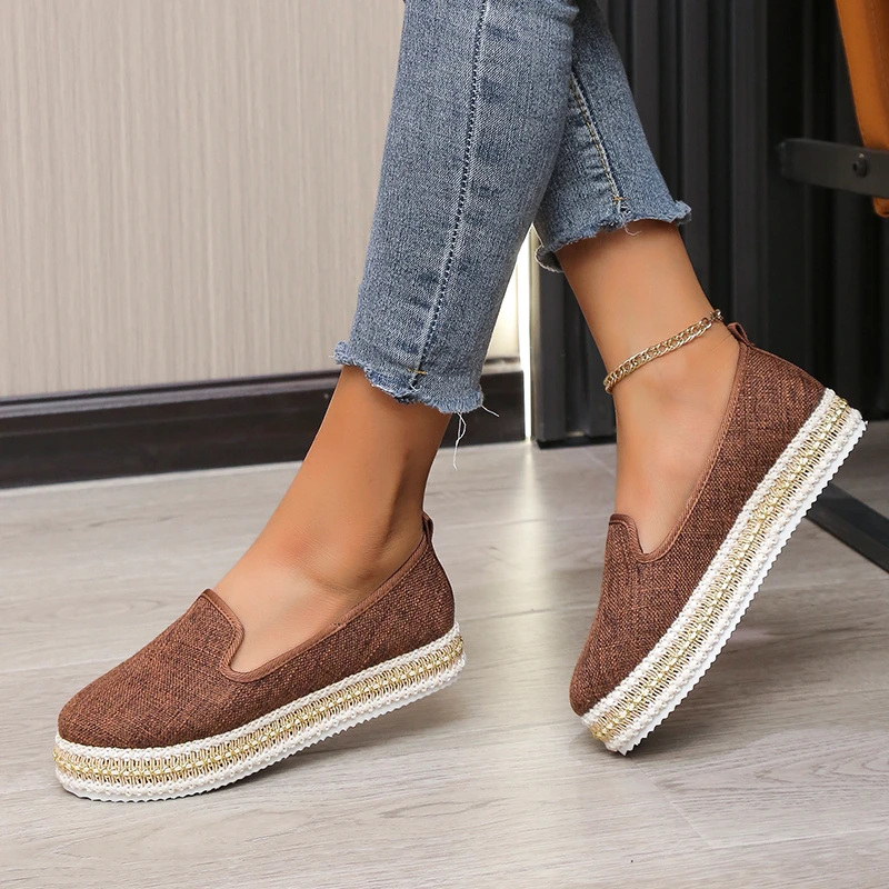 HOT Faux Suede espadrillas scarpe Slip-on Casual mocassini donna Platform Flats 2024 ballerine scarpe da donna Zapatos Mujer