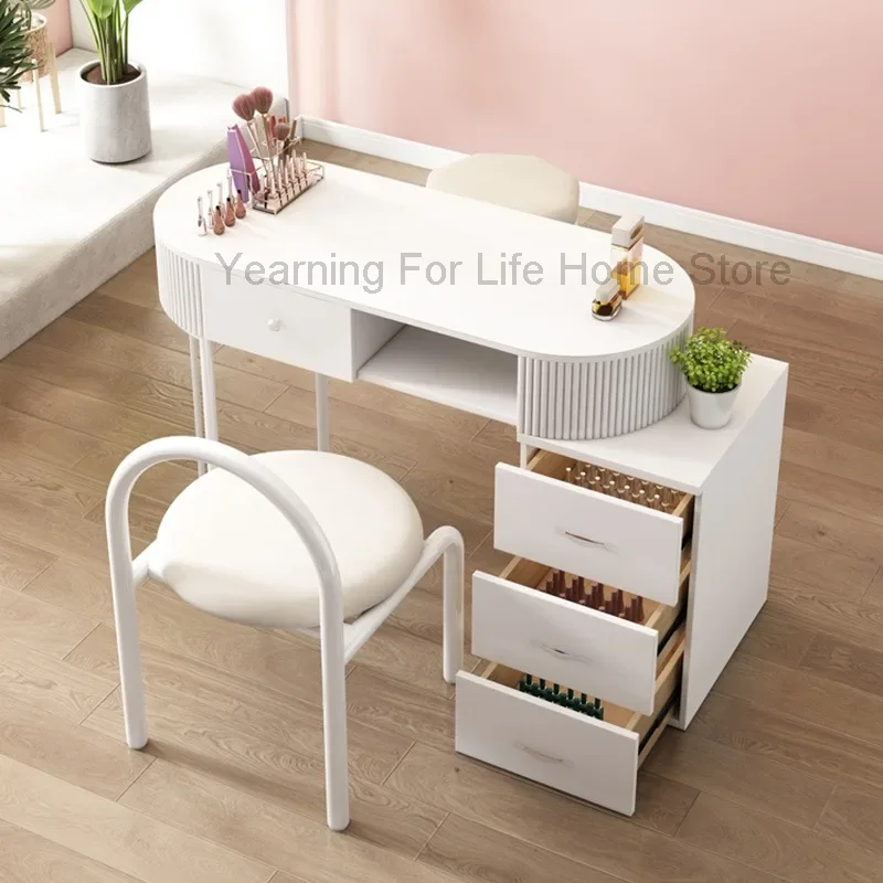 White Workstation Nail Desk Chairs Design European Profesional Nail Desk Storage Manicure Tavolo Estetista Unghie Furniture