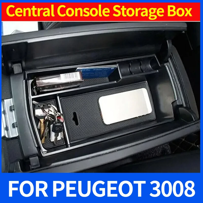 

ar Armrest Box Storage For FOR PEUGEOT 3008 2017 2018 2019 2020 Central Console Storage Box Stowing Tidying Car Accessories