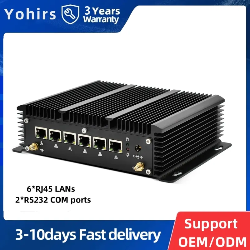 10e Generatie Fanless Industriële Pc Intel Core I5 10210u I7 10810u Firewall Router Pfense Server 6 Lans 2 * Rs232 Coms Ondersteuning AES-NI