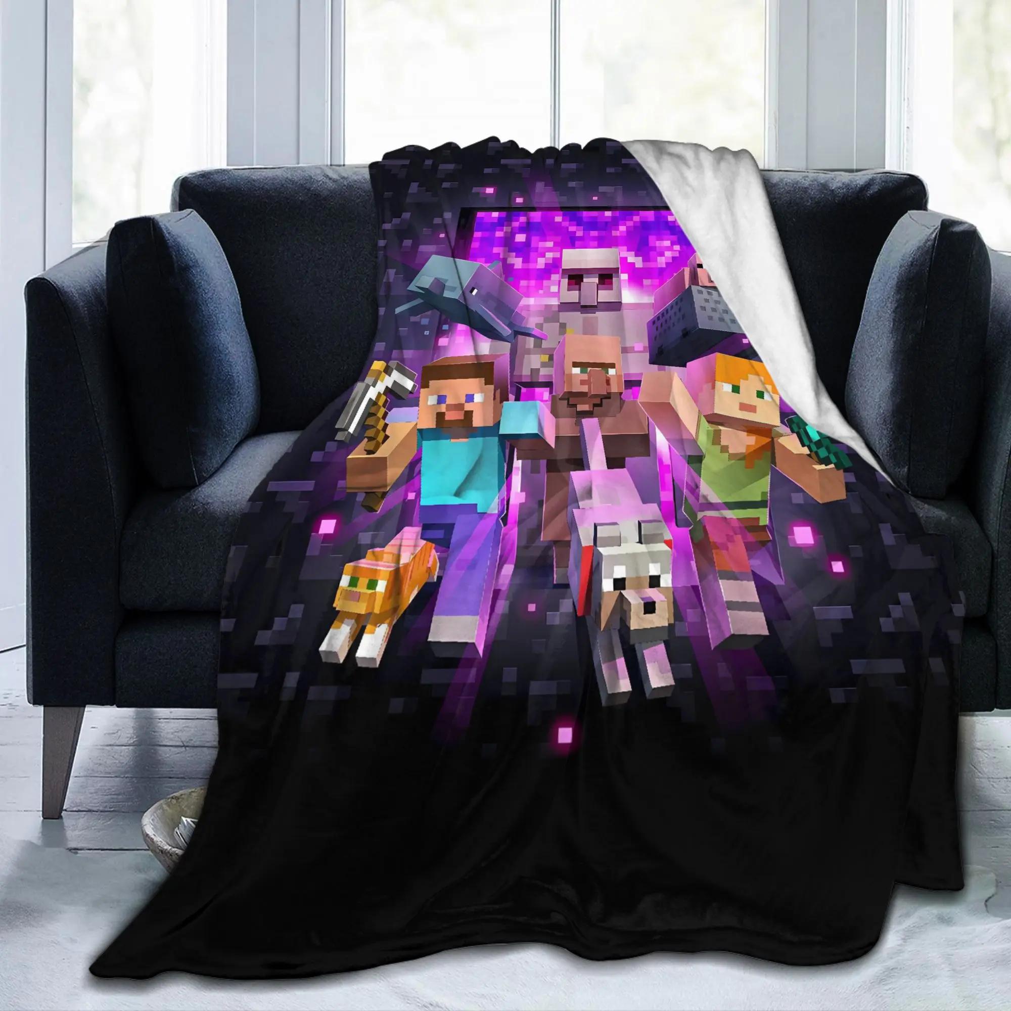 Game M-Minecrafts Warm Blankets  Travel Plush Throw Blanket Fluffy Living Room Flannel Bedspread Sofa Bed Cover