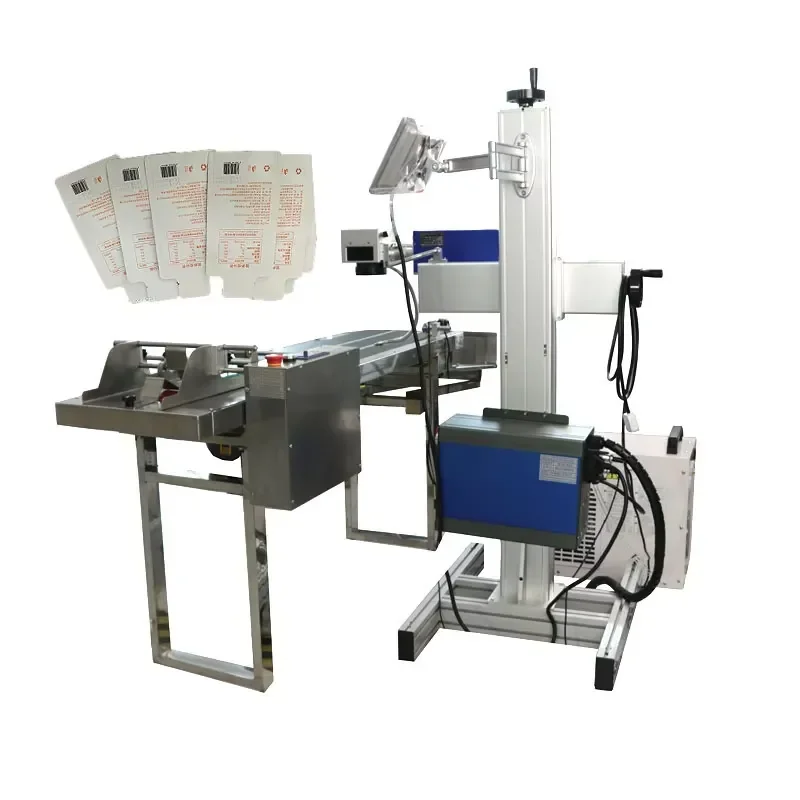 Plastic Bag Paper Box Automatic Paging Machine Conveyor 15w Femtosecond Lazer Tag Equipment Production Date Code Print