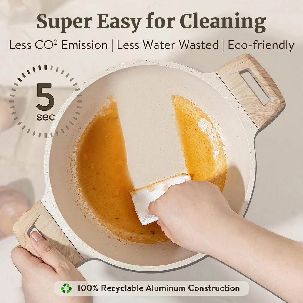 

7Pcs Pots and Pans Set Nonstick Kitchen Stackable Aluminum Pans Induction Set with Lids Portable Dishwasher Safe PFOS PFOA Free