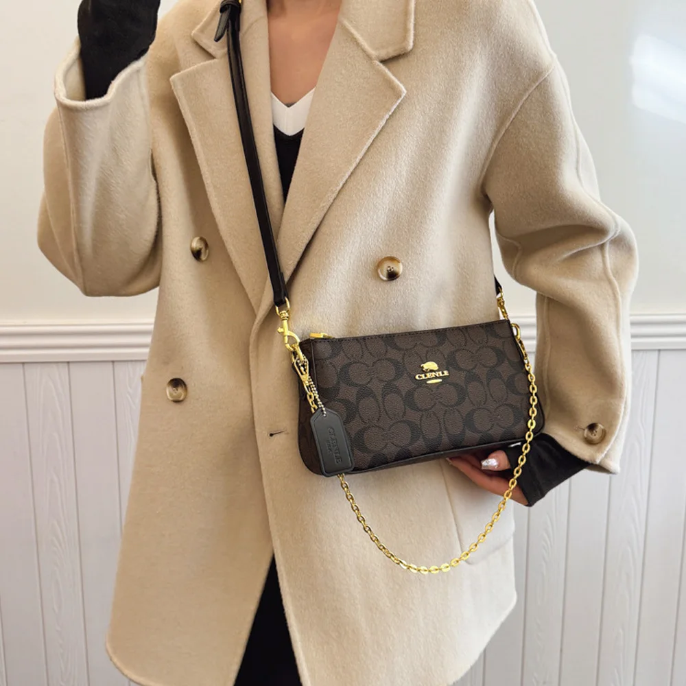 High-end style bag 2026 new women's mahjong bag retro print elegant chain bag underarm bag crossbody bag image 3