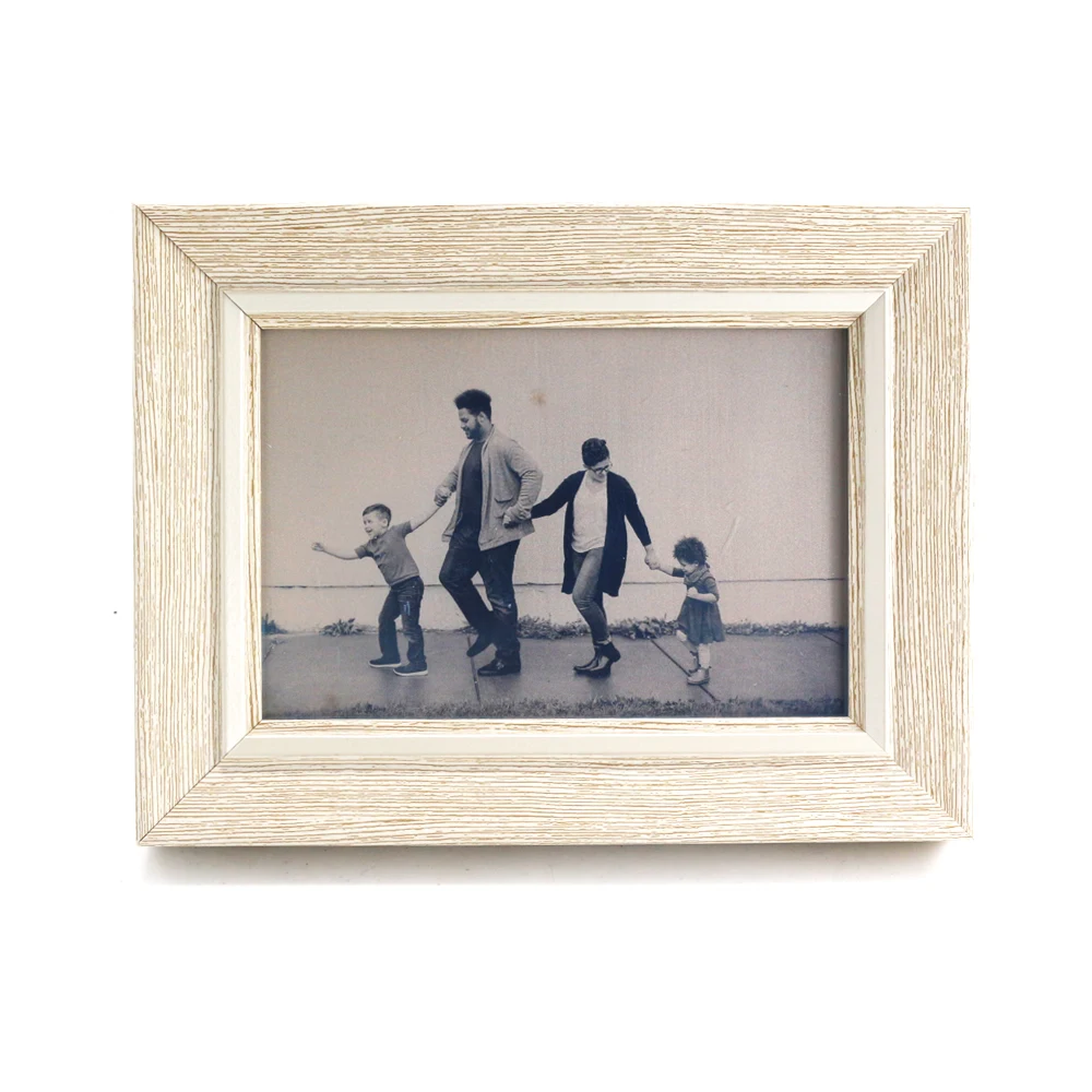 Custom Photo Frame Ornaments Wood Photo Frame Stainless Steel Personalized Family Baby Lover Picture Black Blue Desktop Ornament