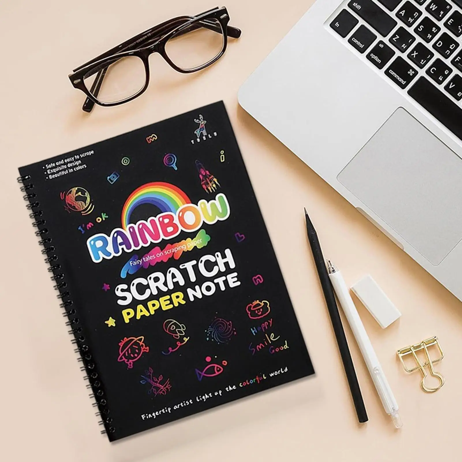 어린이 스크래치 책 어린이를위한 색칠 공책 여행 학교 학습실을위한 나무 펜으로 교육 스크래치 그리기 책