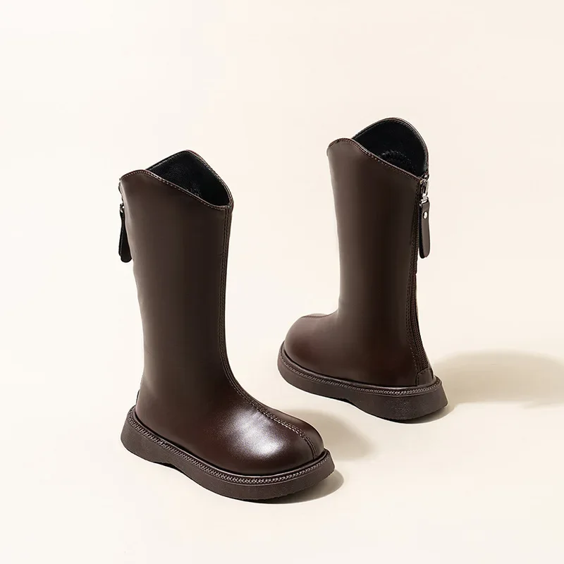 Baby Spring Autumn Soft-Bottom Breathable Knight Boots Girls Kids Children Non-Slip Fashion Long Boots Shiny High Boots Girls