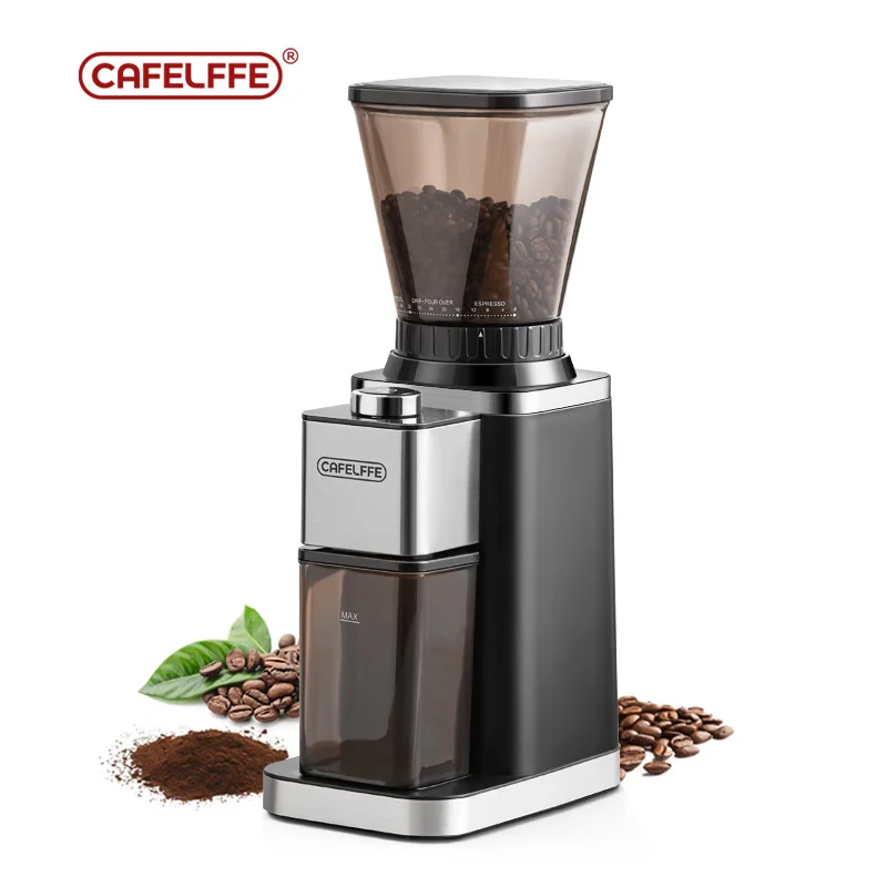 Cafelffe-Electric Smart Burr Mill, Coffee Bean Grinder with 48 Grind Settings, Fully Automatic Grinder, Adjustable Grinding