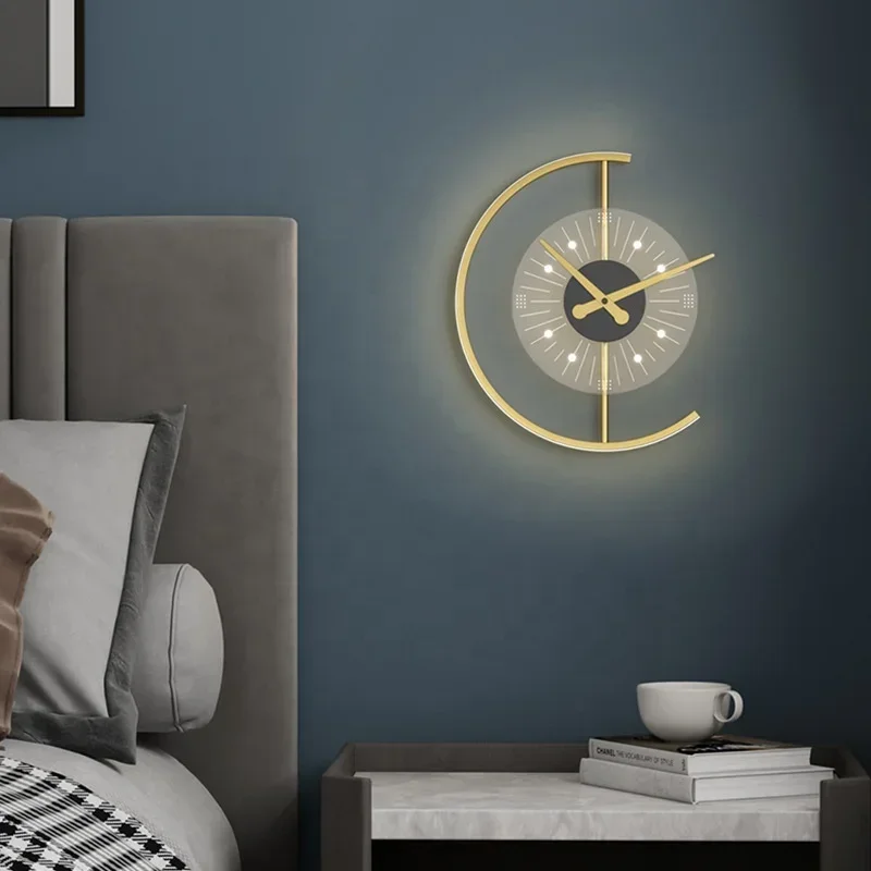 JYLIGHTING Modern LED Wall Lamp Exquisite Golden Acrylic Indoor Clock Light Living Room Bedroom Loft-elegant Nordic Lamp 180