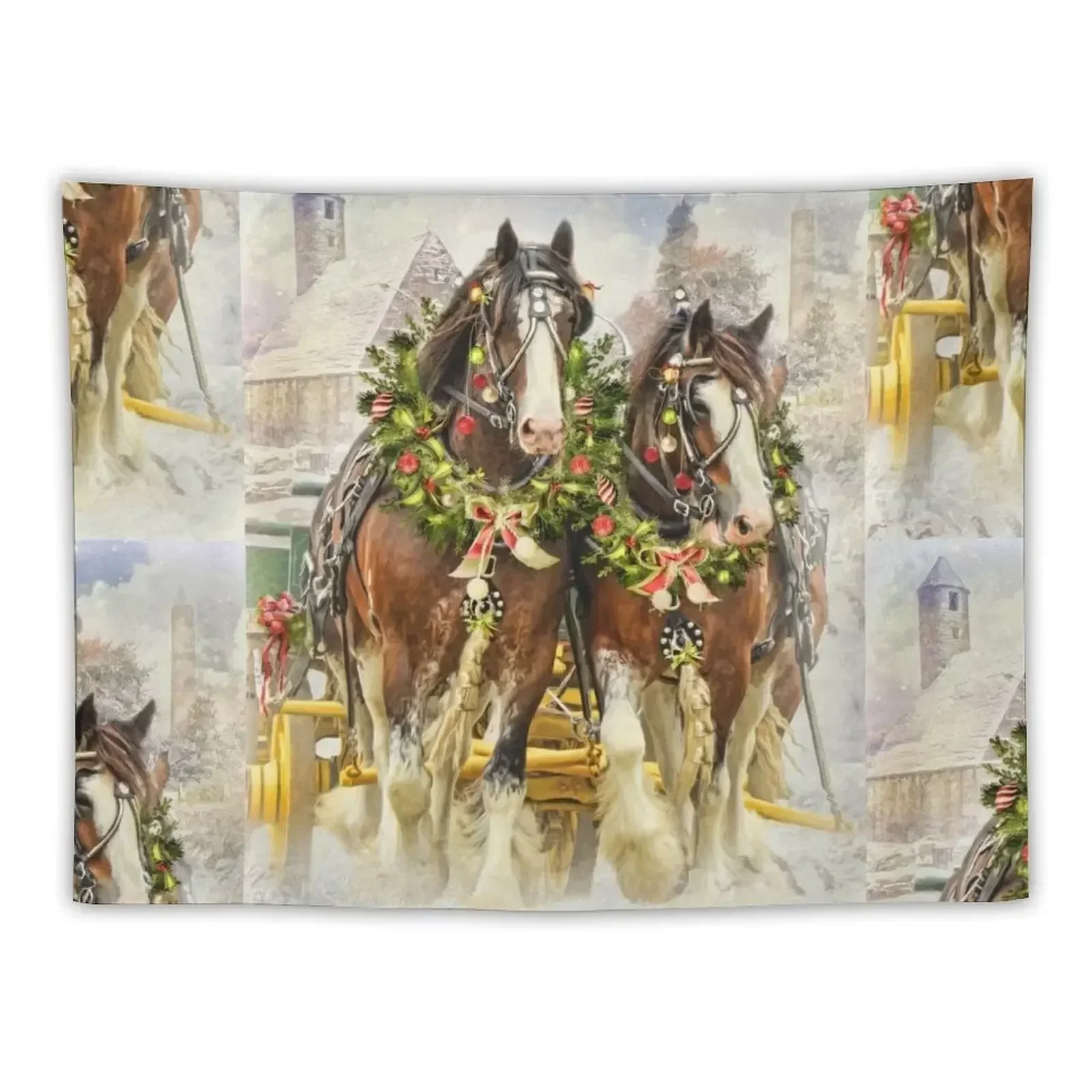 

Christmas Clydesdales Tapestry Bathroom Decor Wall Hangings Decoration Anime Decor Tapestry