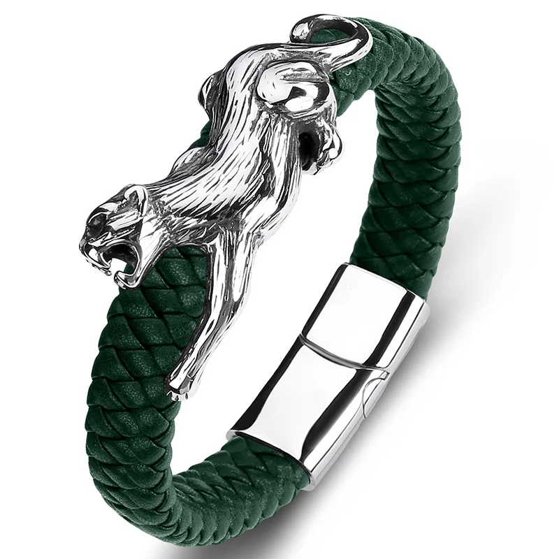 

European and American men's punk Jaguar stainless steel bracelet