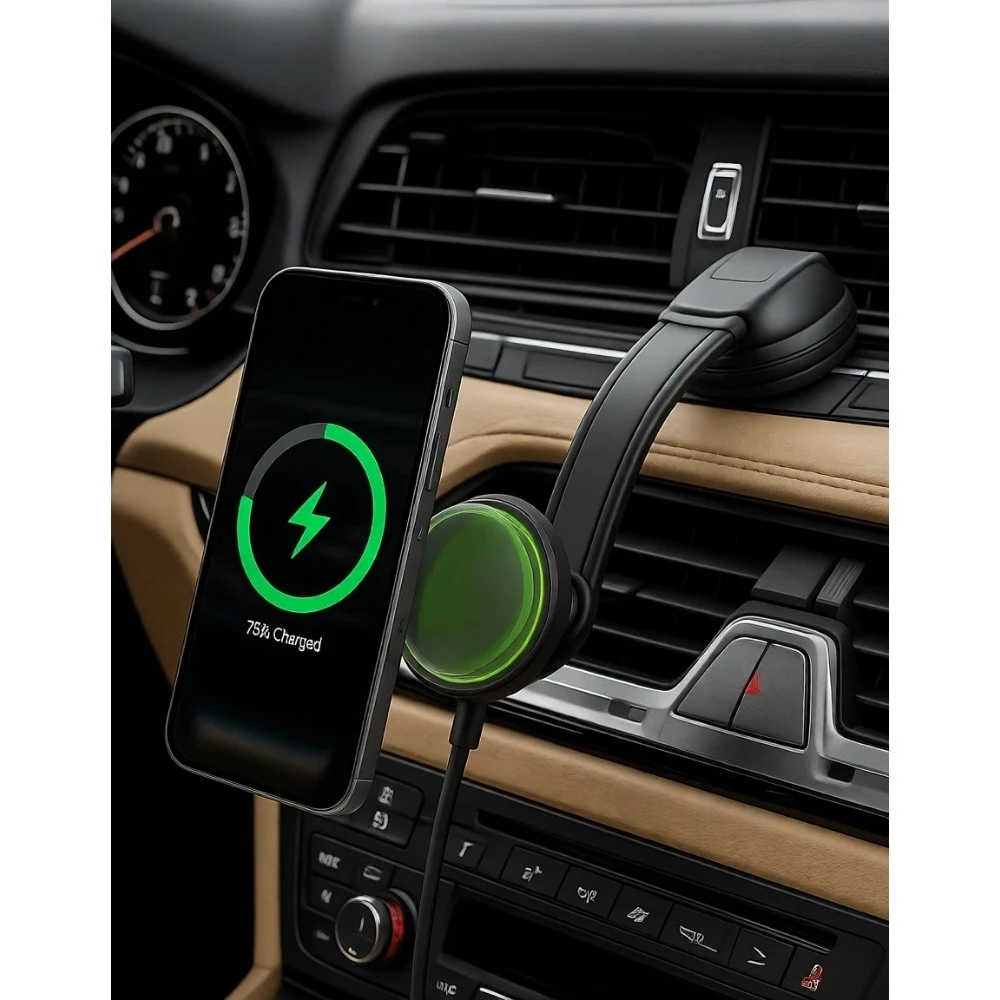 

Magnetic Wireless Car Charger Fast Charging Qi2 Compatible for iPhone Galaxy Pixel and More Black