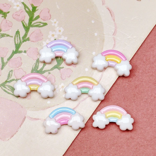 30 sztuk nowe piękne Mini Kawaii kreskówkowe chmury, tęcze żywica Diy biżuteria Manicure akcesoria do spinek do włosów udekoruj A70