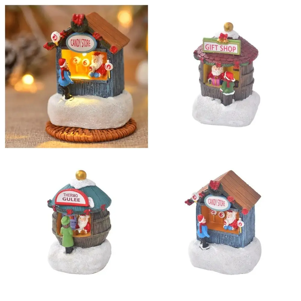 

Night Lights Christmas Small House Lamp Resin Thermo gulee House Miniatures LED Gift Store Christmas Microlandscape Ornament