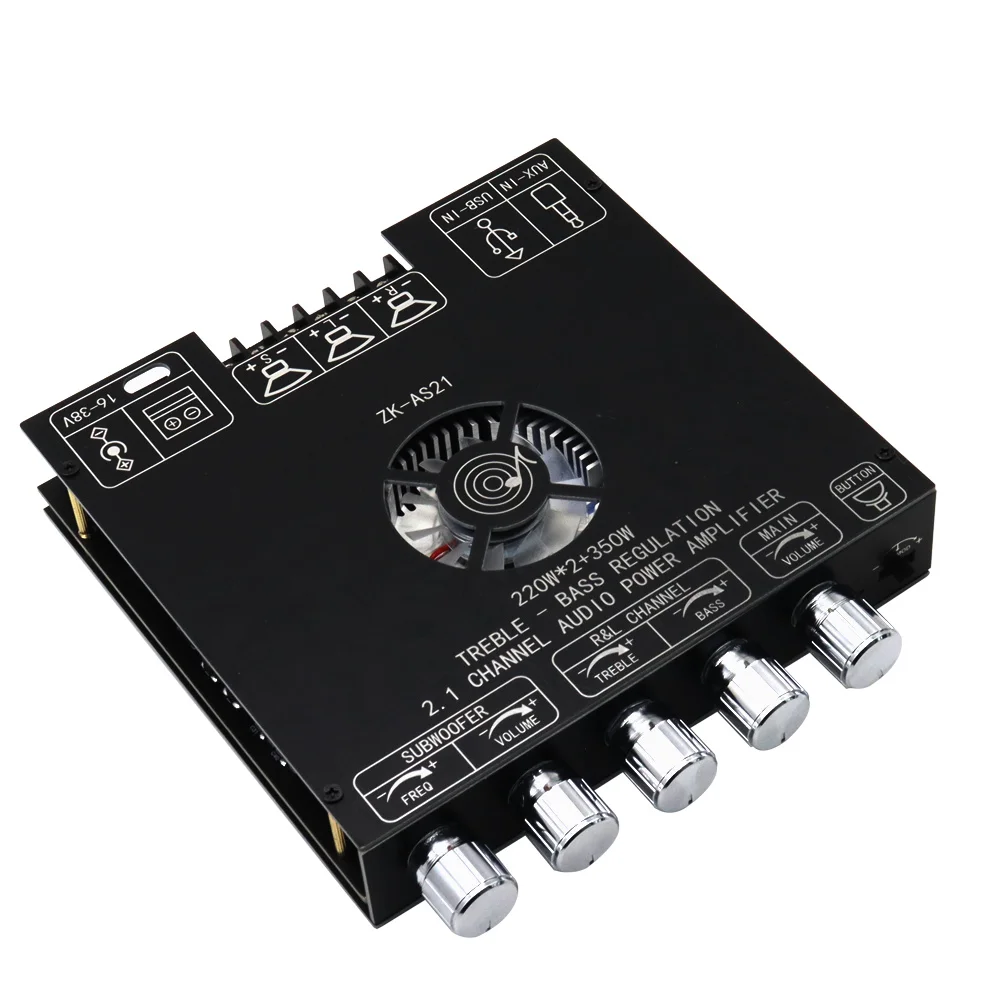 2*220W + 350W Bluetooth 5,1 TPA3255 Audio estéreo Subwoofer placa amplificadora 2,1 canales Clase D teatro ecualizador Amp AS21 AUX