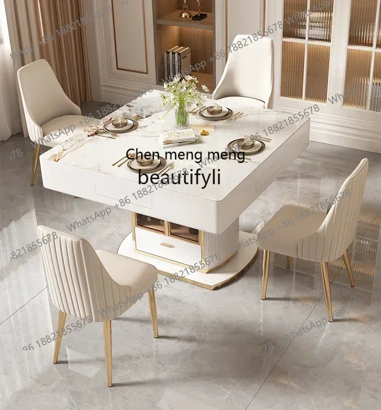 SS Modern light luxury automatic mahjong dining table integrated dual-purpose high-end simple, dedicated chess and card table748