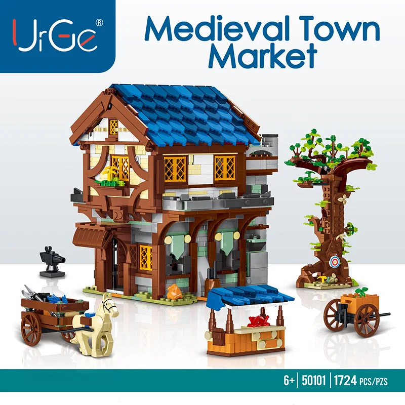 Medieval Town Architecture Series Building Blocks Model Street View Sets MOC Modular City House Bricks Toys Gifts for Childrens