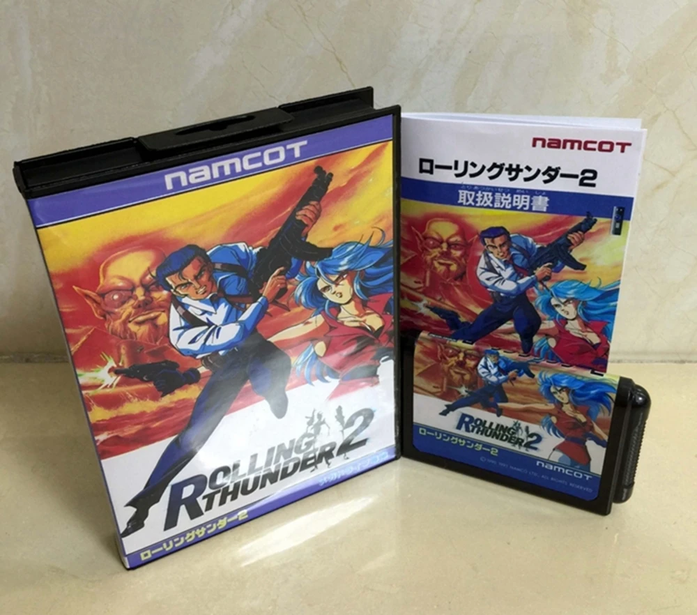 Rolling Thunder 2 with Box and Manual for 16 Bit Sega MD Game Cartridge Megadrive Genesis System