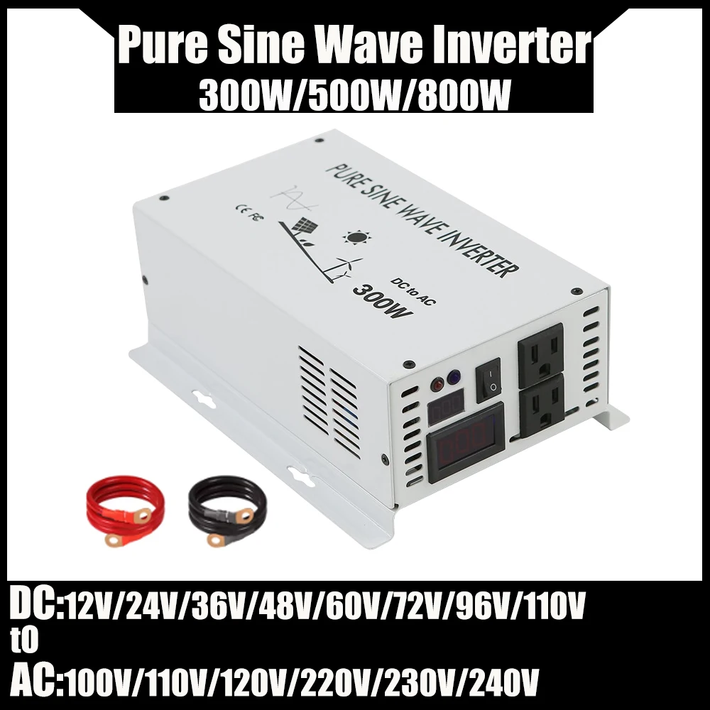 

500W Pure Sine Wave Solar Inverter 24V 220V Power Inverter Transformer 12V 36V 48V DC to 120V 230 240V AC Converter LCD Display