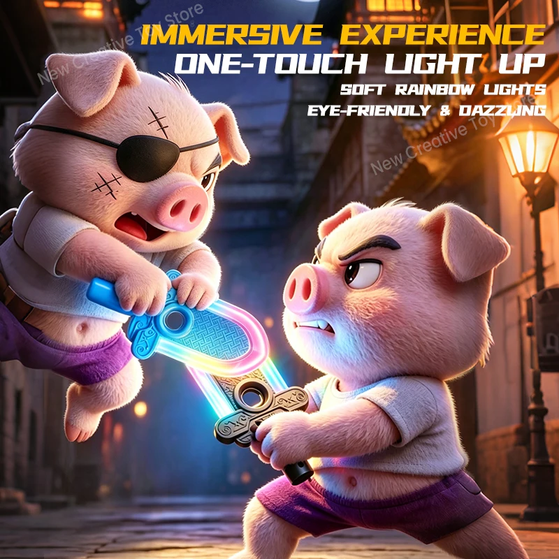 Combined Cool Lightsaber With Sound Effects Fingertip Rotation Decompression Boy's Glowing Toy Gift