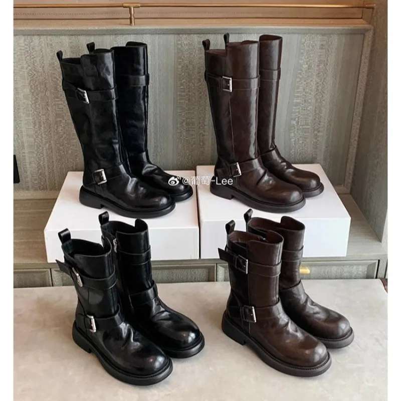 

Luxury Woman Shoes Designer Punk Style Motorcycle Boots Fashion Ankle Boots New Shoes for Women Knee High Boots Zapatos De Mujer