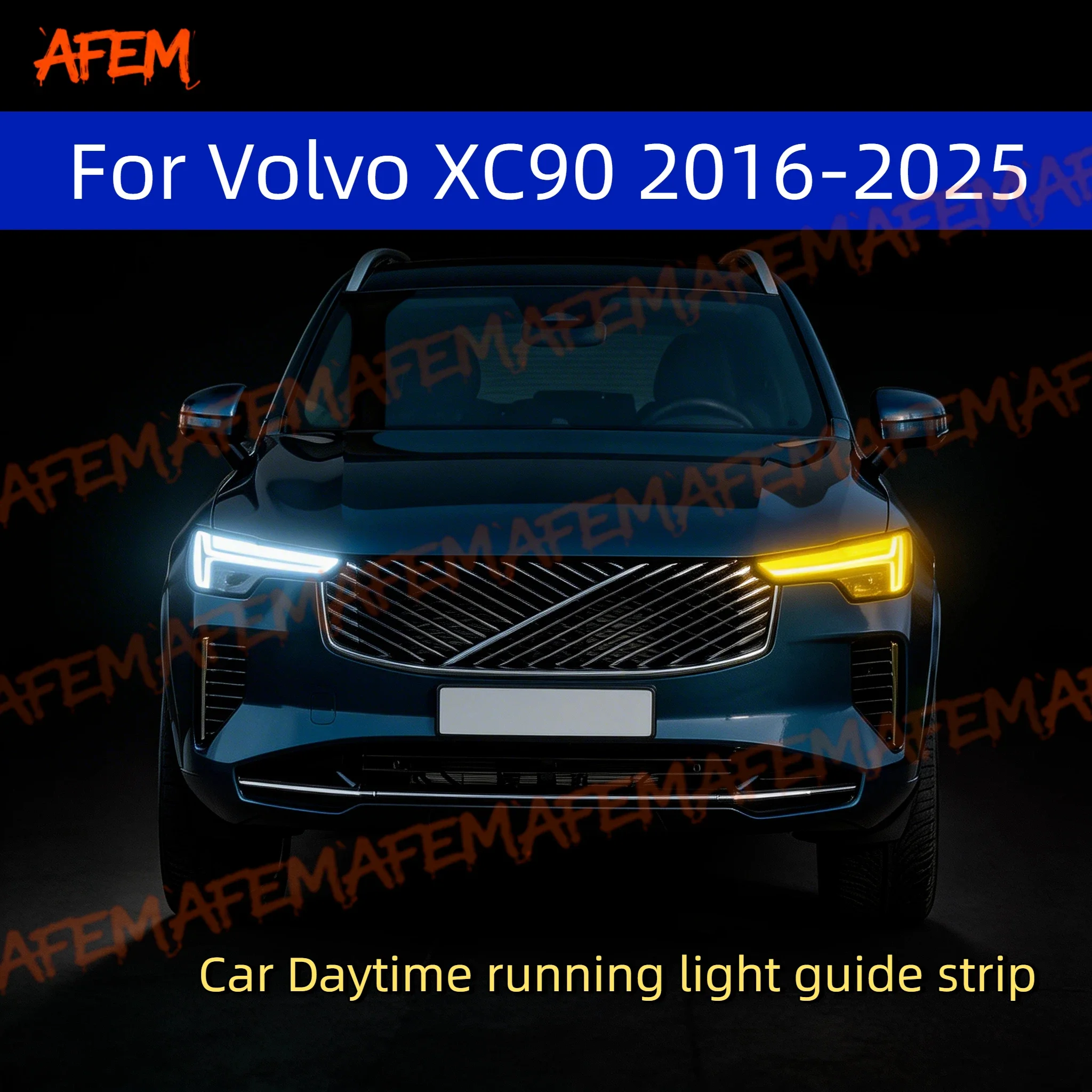 For Volvo XC90 2016-2025 Car DRL 12V Daytime Running Light Start Scan Style Sequential Flowing Turn Signal Light Ultra-Thin LED