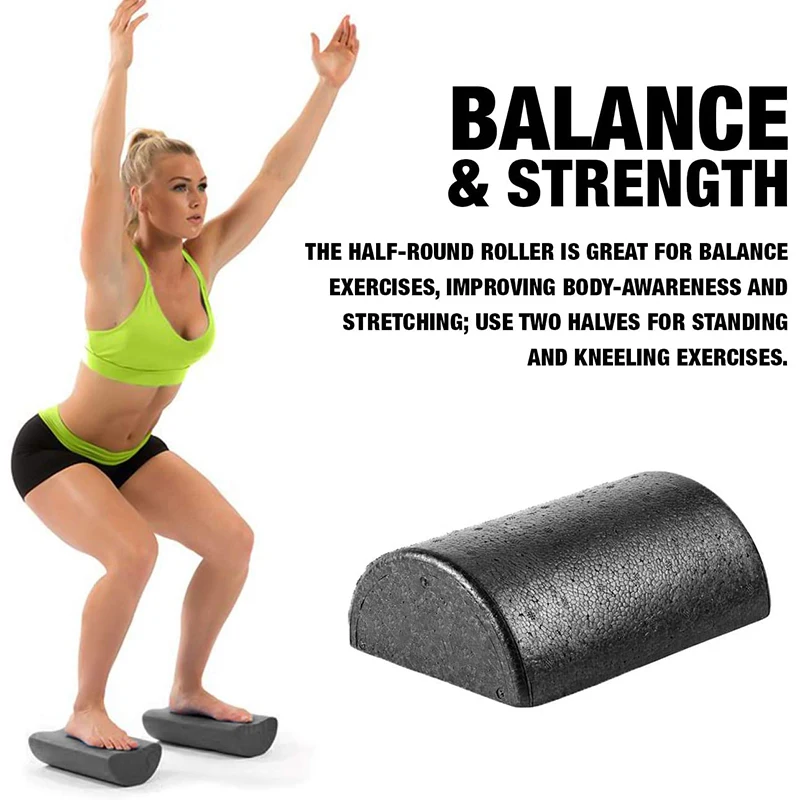 1Pair 30cm Half Round Foam Roller for Yoga Pilates Sport Fitness Equipment Balance Pad Yoga Blocks-A10G