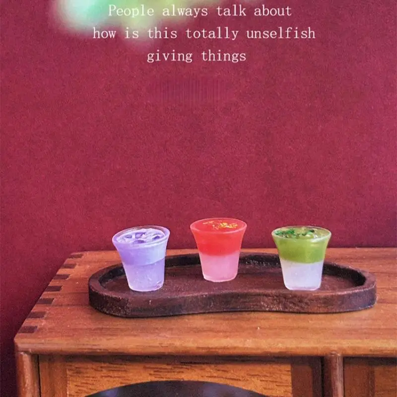 2Pcs Miniature Dessert Table Beverage Display Model Dollhouse Mini Coconut Water Series Flavored Drinks Doll House Accessories
