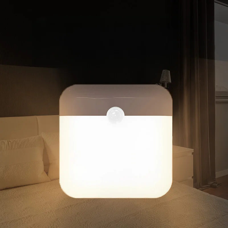 

Intelligent Induction Light LED Square Intelligent Human Body Induction Night Light Dual Color USB Charging Bedside Lamp